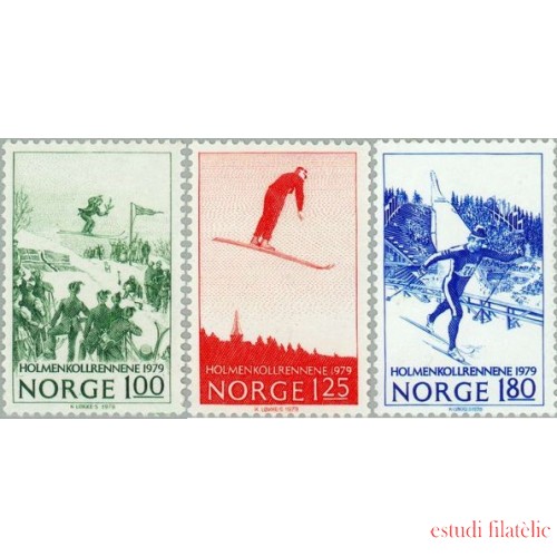 DEP7/S  Noruega Norway  Nº 746/48  1979 Cent. del concurso de esquí en Huseby y Holmenkollen Deportes en la nieve Lujo