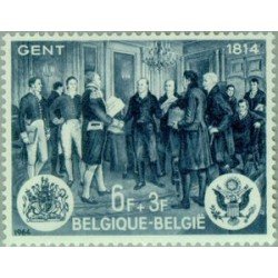 Bélgica - 1286 - 1964 150º Aniv. firma en Grand del tratado de paz EEUU-Gran Bretaña Cuadro Lujo Bélgica - 1286 - 1964 150º Aniv. firma en Grand del tratado de paz EEUU-Gran Bretaña Cuadro Lujo