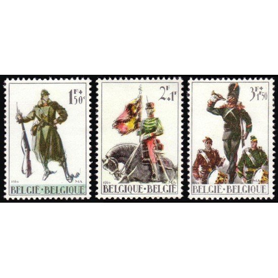 Bélgica - 1293/95 - 1964 50º Aniv. 1ª guerra mundial Soldados Lujo