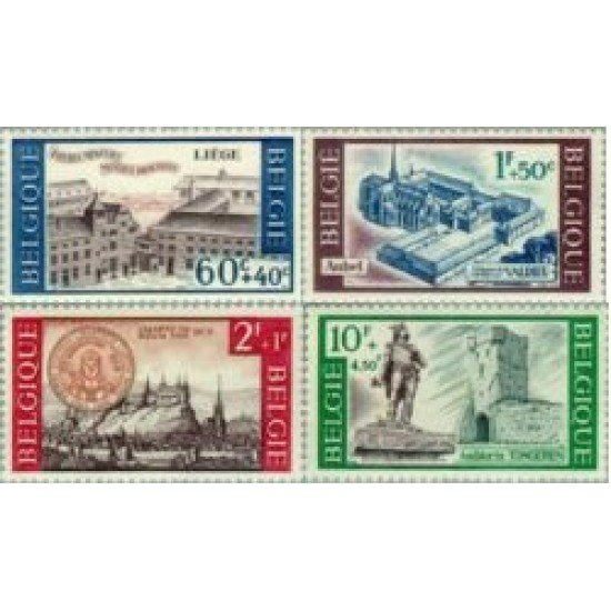 Bélgica - 1385/88 - 1966 Sorteo obras culturales Edificios Monumentos Lujo