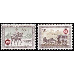 Bélgica Nº 1395/96 1966 75º Aniv. Fed. filatélicas Carruajes Caballos Lujo Bélgica Nº 1395/96 1966 75º Aniv. Fed. filatélicas Carruajes Caballos Lujo