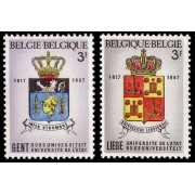 Bélgica - 1433/34 - 1967 150º Aniv. de las Universidades de Lieja y Gante Escudos Lujo