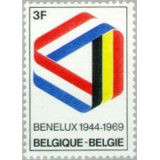 Bélgica - 1500 - 1969 25º Aniv. del Benelux Banderas Lujo