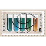 Bélgica Belgium  Nº 1595  1971  50º ANiv. descubrimiento insulina Tubos de ensayo Lujo