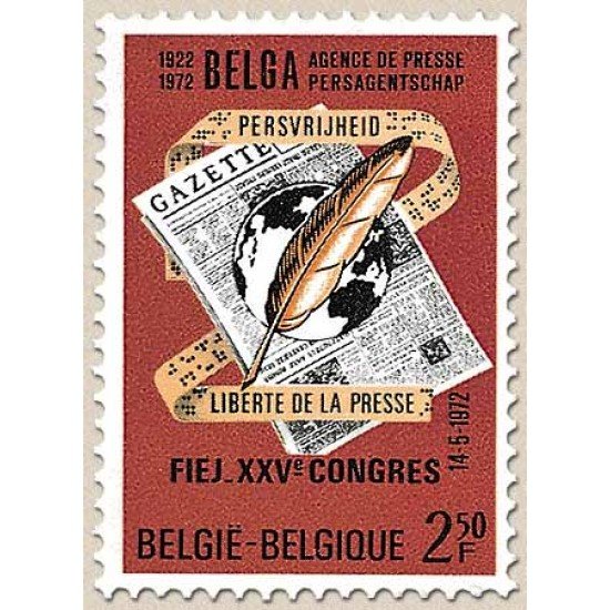 Bélgica - 1625 - 1972 50º Aniv. Agencia Presse 25º congreso periodístico Bruselas Lujo Bélgica - 1625 - 1972 50º Aniv. Agencia Presse 25º congreso periodístico Bruselas Lujo