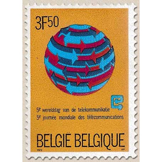 Bélgica - 1665 - 1973 5ª Jornada mundial de Telecomunicaciones Lujo Bélgica - 1665 - 1973 5ª Jornada mundial de Telecomunicaciones Lujo