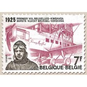 Bélgica - 1777 - 1975 50º Aniv. 1er enlace aéreo Bruselas-Kinshasa Edmond Thieffry  Avioneta Lujo