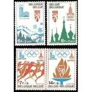 DEP1/S Bélgica Belgium  Nº1908/11  1978 JJOO de Lake Placid-Moscú 2 sellos + Hojita Bloque 53  Lujo