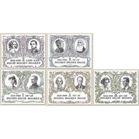 Bélgica - 1978/82 - 1980 150º Aniv. de la independencia Parejas reales Lujo Bélgica - 1978/82 - 1980 150º Aniv. de la independencia Parejas reales Lujo