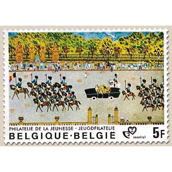 Bélgica - 1994 - 1980 Filatelia de la juventud Didujo de niños Desfile a caballo Lujo Bélgica - 1994 - 1980 Filatelia de la juventud Didujo de niños Desfile a caballo Lujo