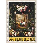 Bélgica - 1996 - 1980 Navidad Cuadro Guirnalda de flores con Nacimiento Lujo