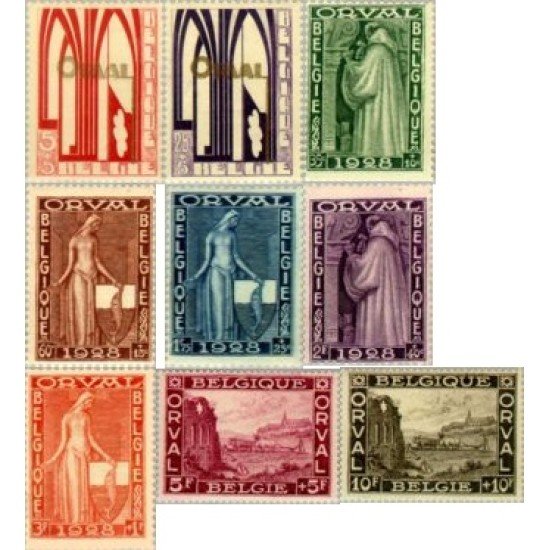 Bélgica - 258/66 - 1928 Serie Fondos para la reconstrucción Abadía de Orval Lujo Bélgica - 258/66 - 1928 Serie Fondos para la reconstrucción Abadía de Orval Lujo