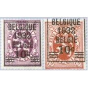 Bélgica - 333/34 - 1932 Sellos de 1929-32 Escudos MH Y MNH 