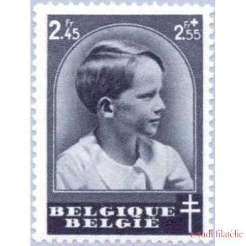 TEN/S Bélgica  Belgium  Nº 446  1937   Día del sello Efigie del príncipe Baudouin Lujo