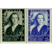 Bélgica - Correo ordinario 456/57 - 1937 Concurso inter. de música Eugène Ysaye Reina Elisabeth MNH 