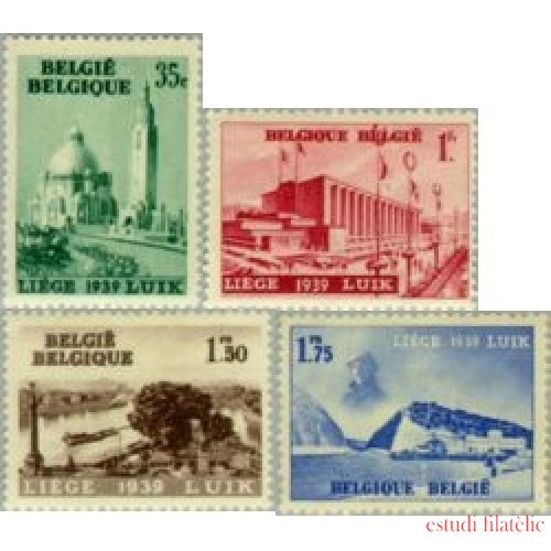 Bélgica - 484/87 - 1938 Exposición de Lieja Edificios Paisajes Lujo