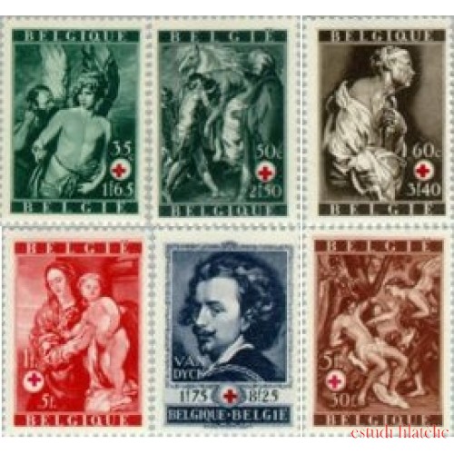 Bélgica - 647/52 - 1944 Cruz Roja Obras de Van Dyck Lujo