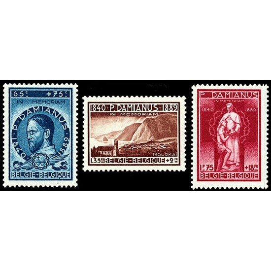 Bélgica - 728/30 - 1946 A la memoria de Père Damian Lujo