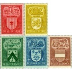 Bélgica - 743/47 - 1946 Escudos de ciudades Lujo Bélgica - 743/47 - 1946 Escudos de ciudades Lujo