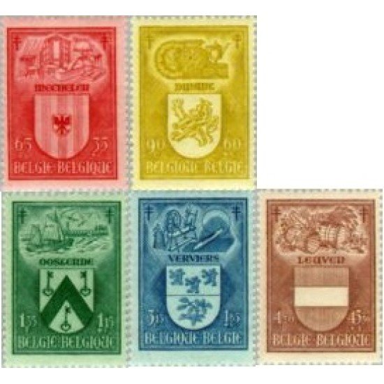 Bélgica - 743/47 - 1946 Escudos de ciudades Lujo