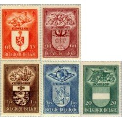 Bélgica - 756/60 - 1947 Escudos de ciudades Lujo Bélgica - 756/60 - 1947 Escudos de ciudades Lujo