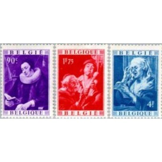 Bélgica - 792/94 - 1949 Por las obras culturales Cuadros de Jacob Jordaens Fijasellos