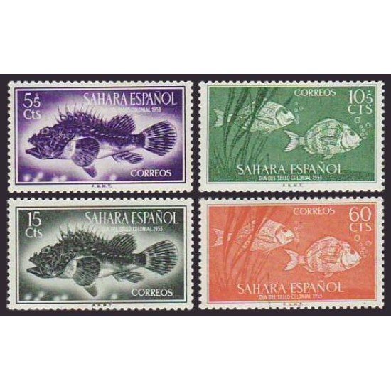 Sahara 108/11 1953 Día del Sello Fauna (peces) Fish MNH