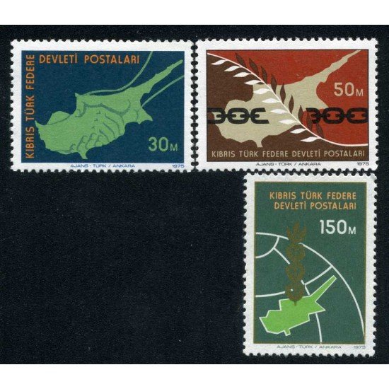 Chipre turco - 11/13 - 1975 Conmemorativos de la Operación de Paz Mapa Lujo