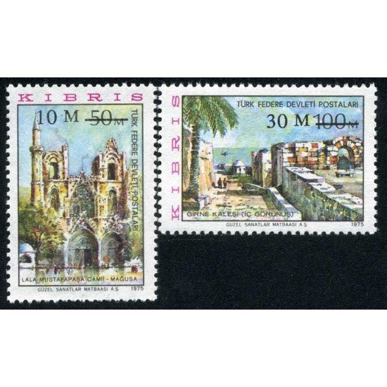 Chipre turco - 18/19 - 1976 Sellos de 1975 Monumentos Paisajes Lujo