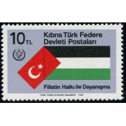 Chipre turco - 97 - 1981 Solidaridad con Palestina Bandera Lujo